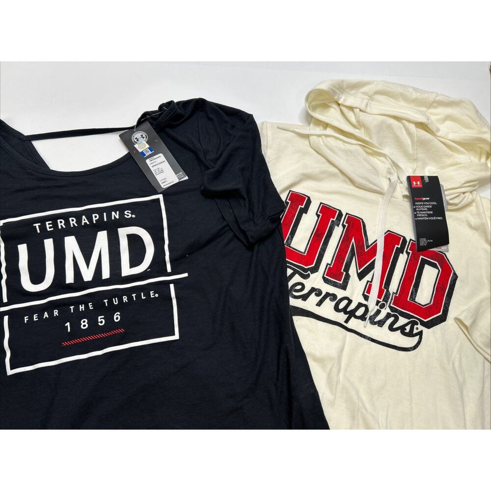 Lot Of 2 Under Armour UMD Maryland Terrapins Shirts Tops Women’s M College